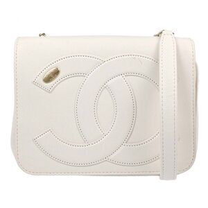 Chanel Cc Mania Flap Lambskin White Leather Shoulder Bag Bag